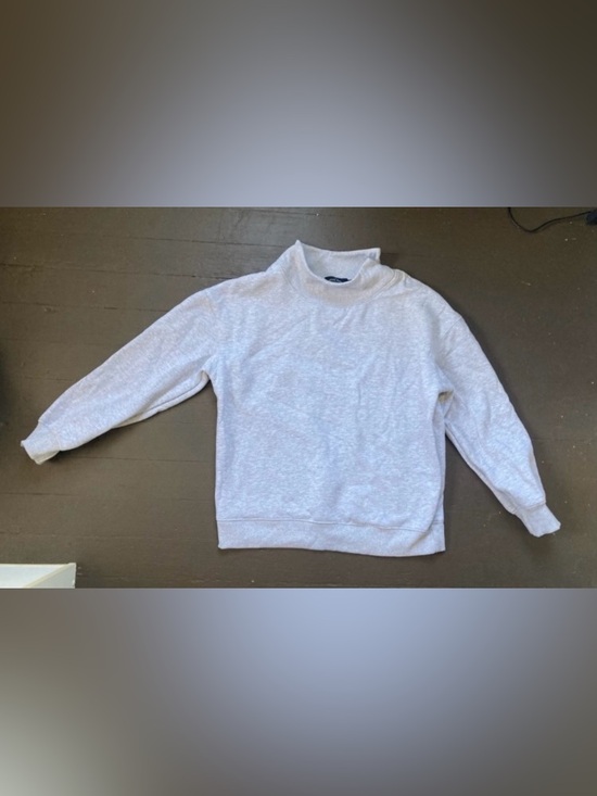 Trendy Queen Tops - Women's Light Gray Mock Neck Sweatshirt Fleece Lined Soft Cozy Size Medium